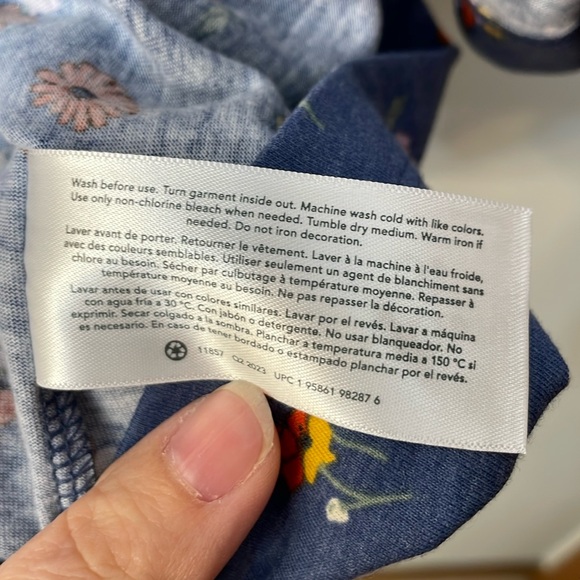 CARTERS NWT Girls Size 10 Floral Jersey Dress Navy Blue Red Long Sleeve - Picture 11 of 15